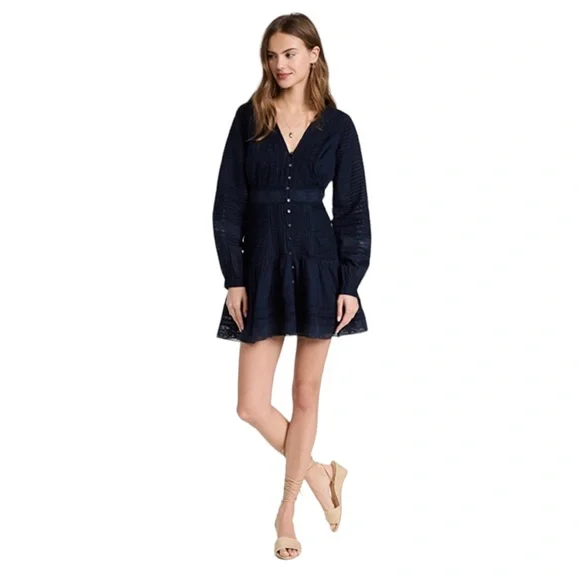 $498 Veronica Beard Addilyn Dress in Ink blue Size 6 Revolve Shopbop - Picture 5 of 11